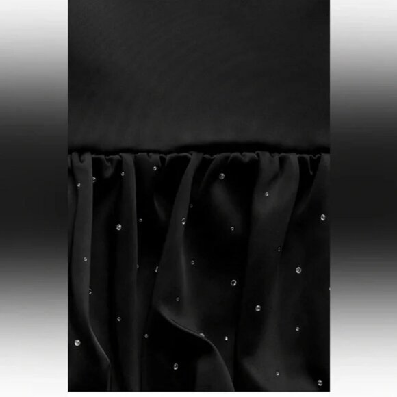ZARA SATIN EFFECT RHINESTONE BALLOON DRESS - Picture 8 of 8